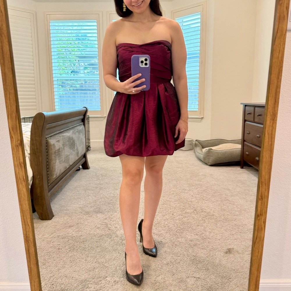 Aidan Mattox Burgundy Strapless Mini Dress Size 10